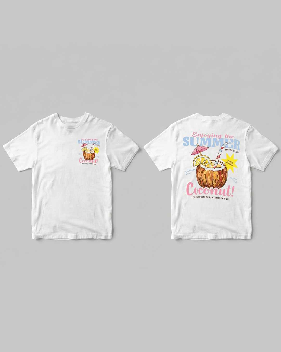 Coconut Summer T-shirt - Front and back