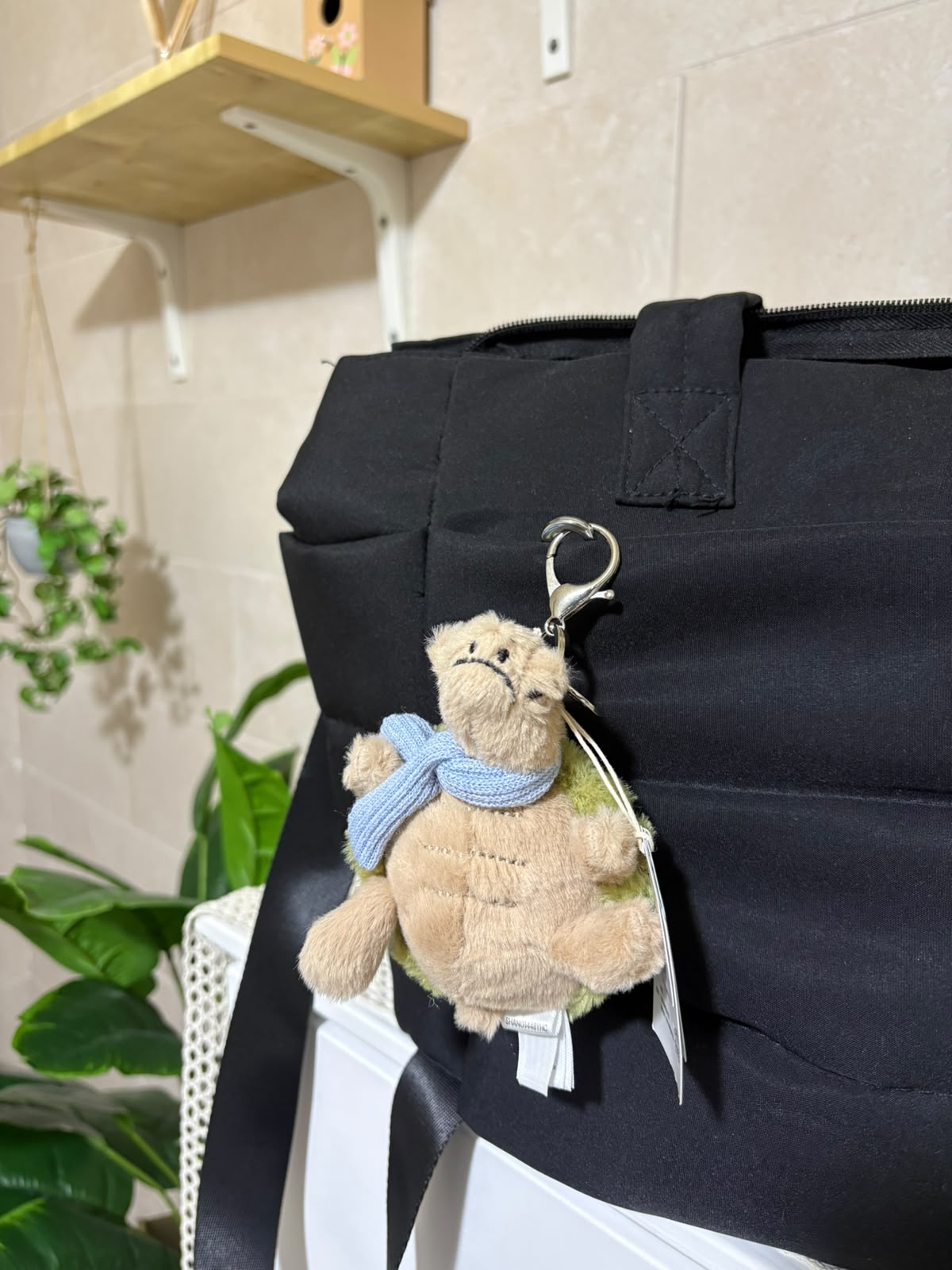 Turtle with Blue Scarf plush keychain - 10 cm