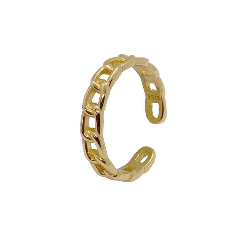 Chain Link Adjustable Ring - Gold Plated 925 Sterling Silver - Photo 5 | Pinky Promise