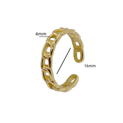 Chain Link Adjustable Ring - Gold Plated 925 Sterling Silver - Photo 6 | Pinky Promise