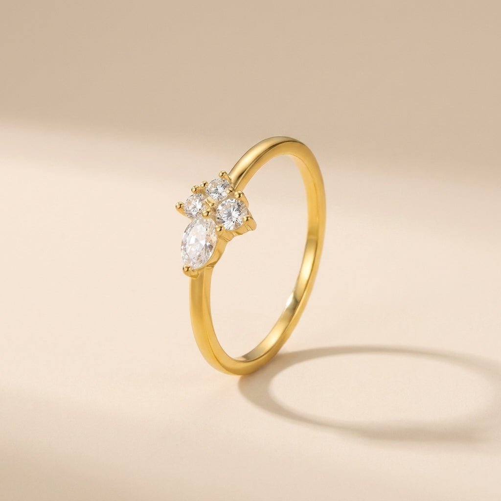 Buy Cluster Crystal Ring – 925 Sterling Silver, Gold Plated at Pinky Promise
