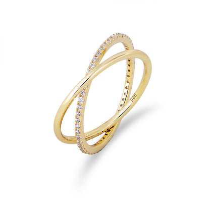 Crisscross Pavé X Ring – 925 Sterling Silver, Gold Plated - Photo 5 | Pinky Promise