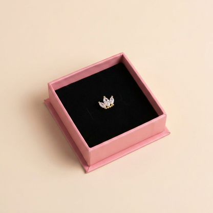 Crown Cartilage Stud Earring (Single) - Gold Plated 925 Sterling Silver | Pinky Promise