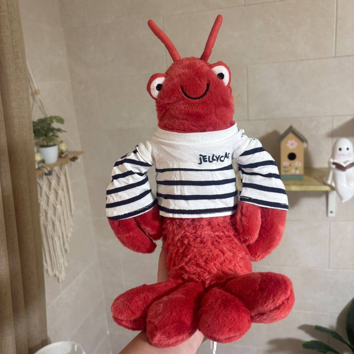 Cute Red Lobster Plush Toy – Soft Lobster Plushie in Striped Sailor Shirt - 30 cm - Pinky Promise