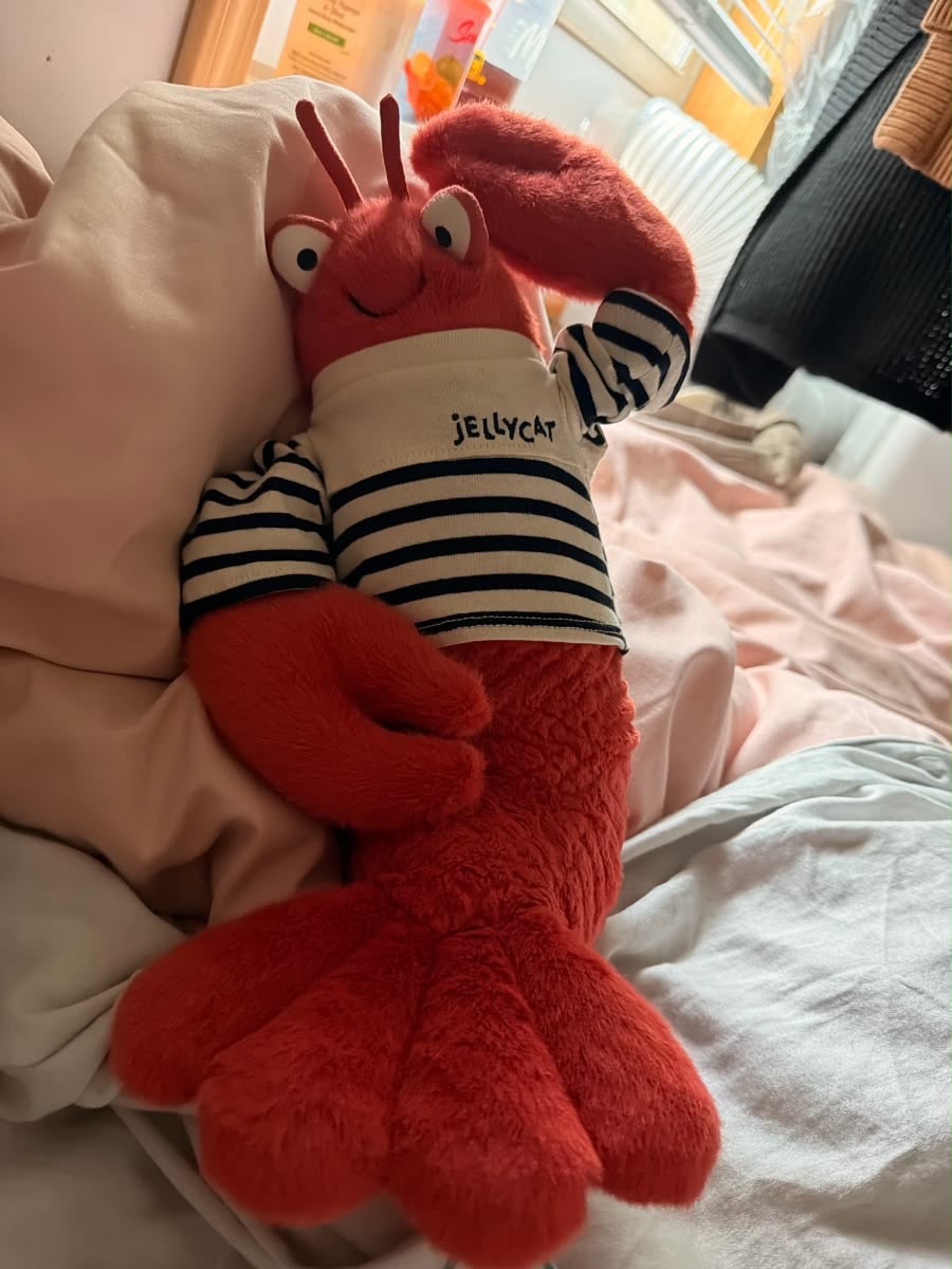 Cute Red Lobster Plush Toy – Soft Lobster Plushie in Striped Sailor Shirt - 30 cm - Pinky Promise