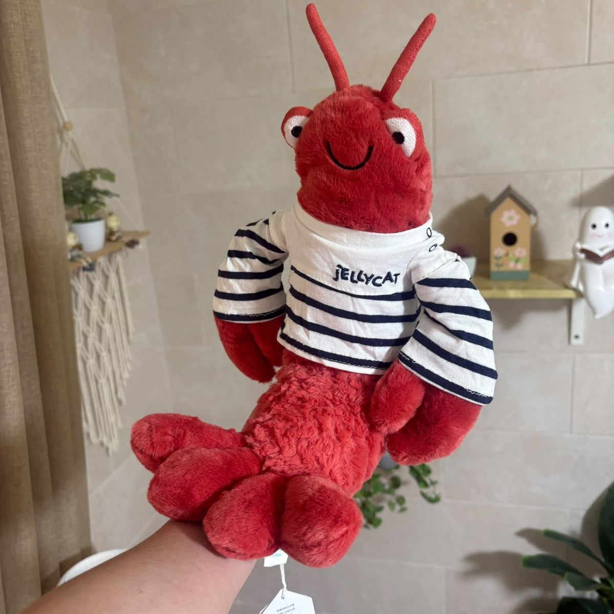 Cute Red Lobster Plush Toy – Soft Lobster Plushie in Striped Sailor Shirt - 30 cm - Pinky Promise