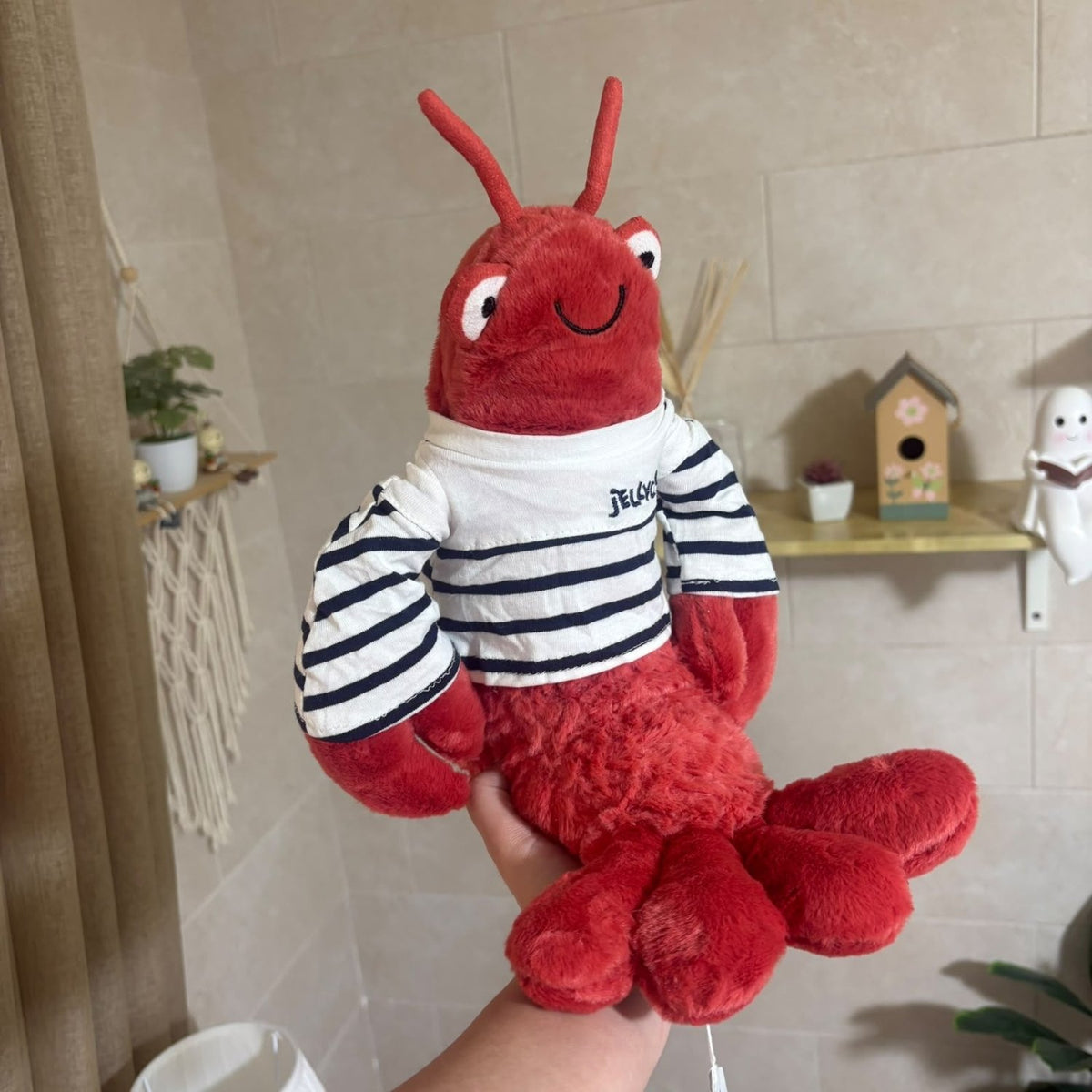 Cute Red Lobster Plush Toy – Soft Lobster Plushie in Striped Sailor Shirt - 30 cm - Pinky Promise
