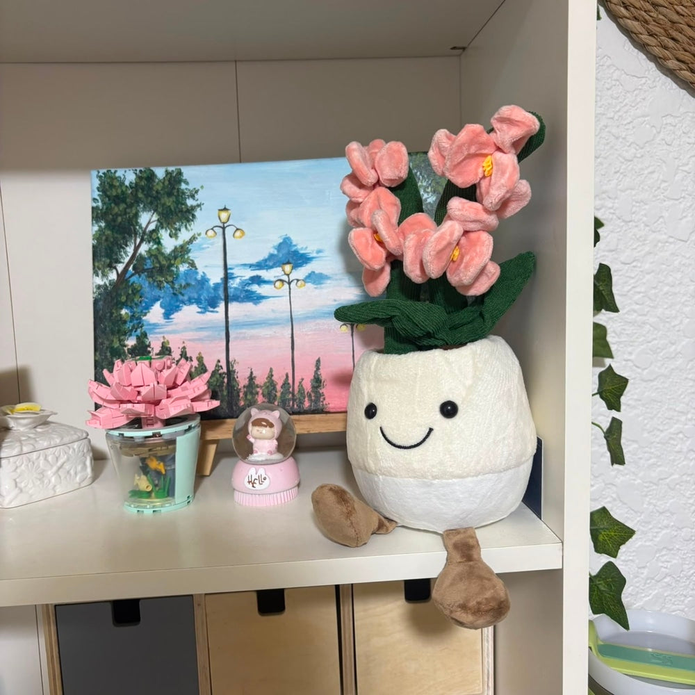 Cute Smiling Potted Pink Flower Plush Toy - 30 cm - Pinky Promise