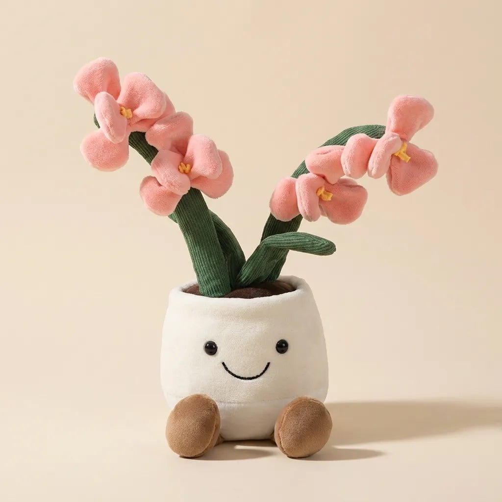Cute Smiling Potted Pink Flower Plush Toy - 30 cm - Pinky Promise
