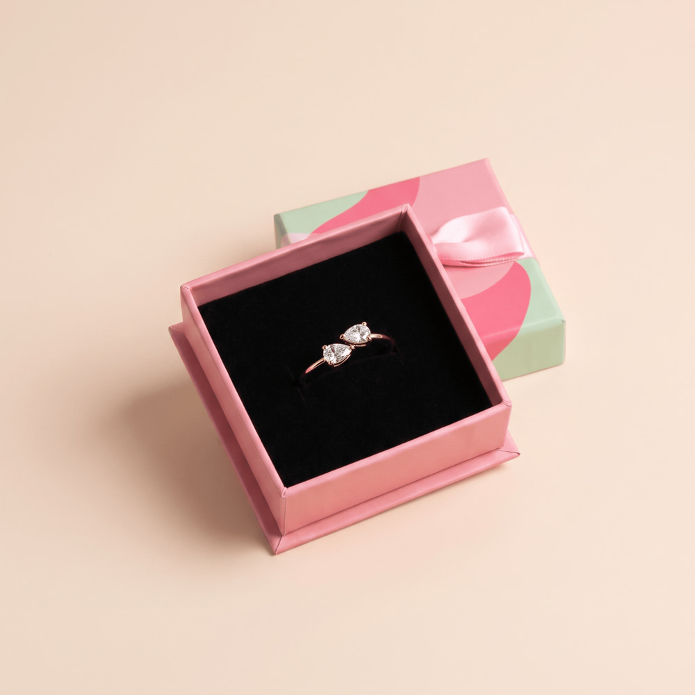 Double Pear Open Ring - Gold Plated 925 Sterling Silver | Pinky Promise