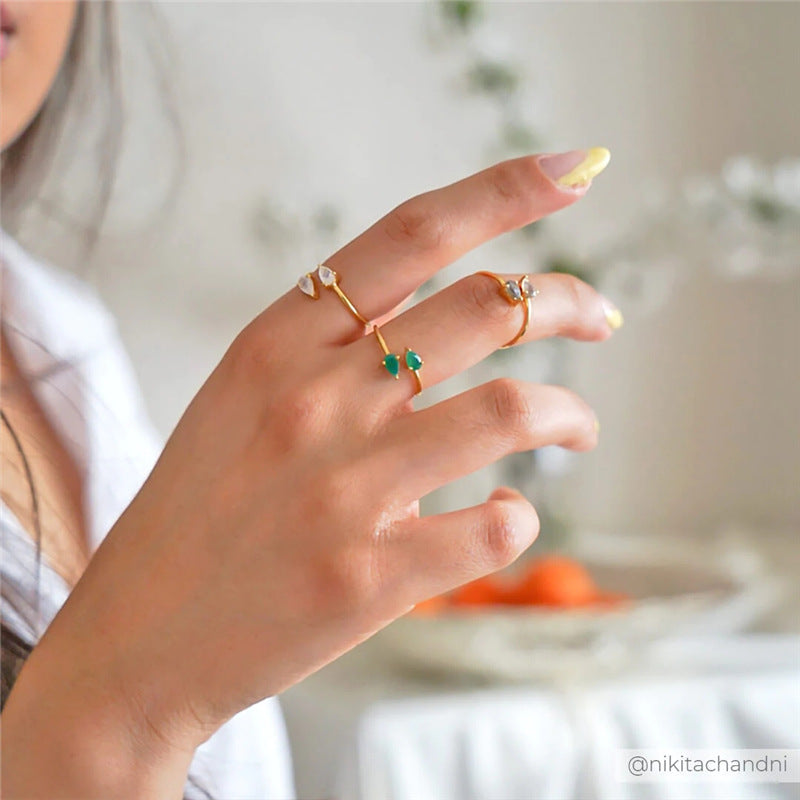 Double Pear Open Ring - Gold Plated 925 Sterling Silver - Photo 5 | Pinky Promise