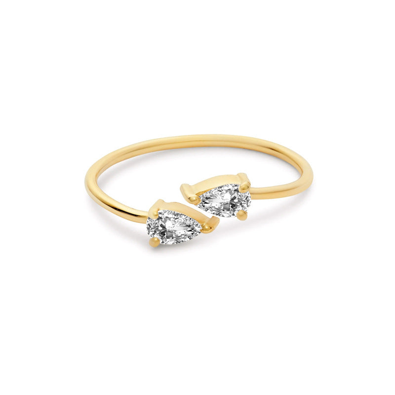 Double Pear Open Ring - Gold Plated 925 Sterling Silver - Photo 7 | Pinky Promise