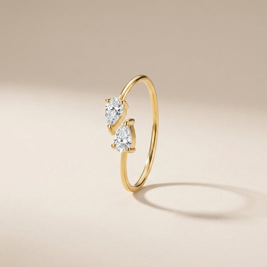 Buy Double Pear Open Ring - Gold Plated 925 Sterling Silver at Pinky Promise