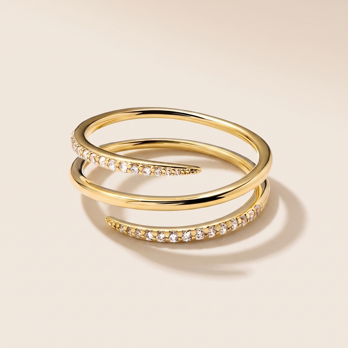 Buy Double Wrap Pavé Spiral Ring - Gold Plated 925 Sterling Silver at Pinky Promise