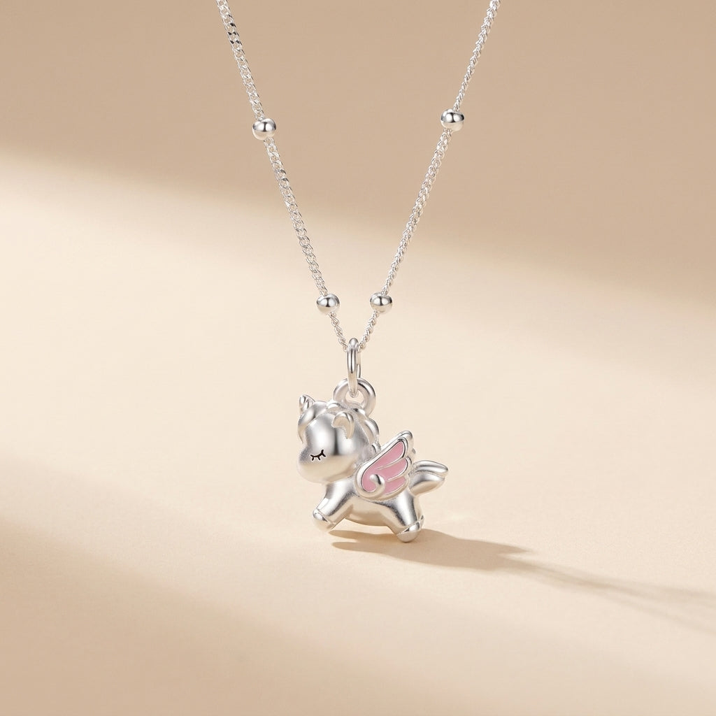 Buy Dreamy Winged Unicorn necklace with Pink Accents at Pinky Promise