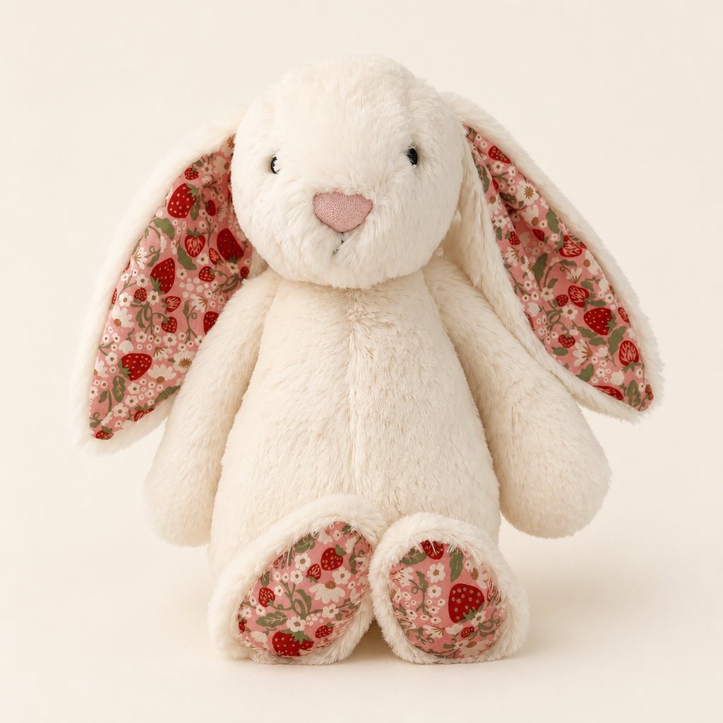 Buy Floral and strawberry Bunny plush - white - 30 cm at Pinky Promise