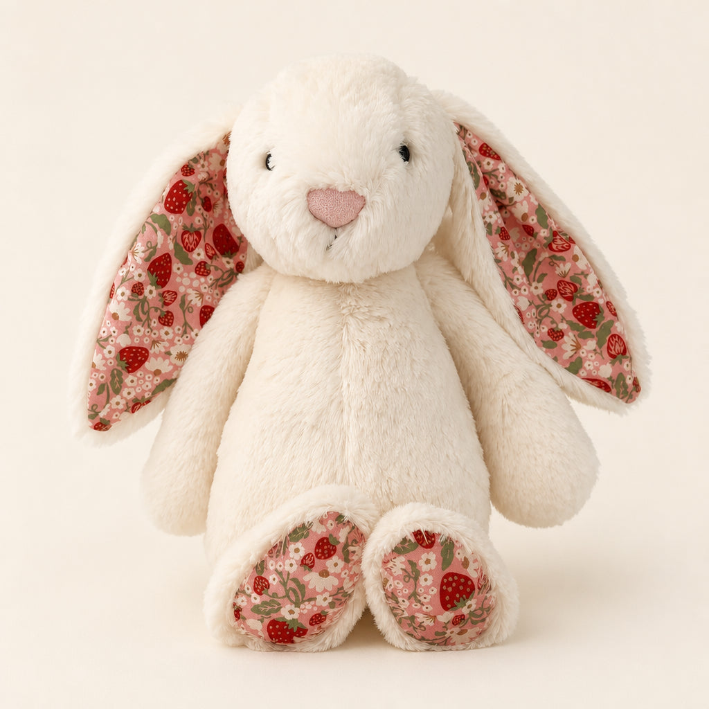Buy Floral and strawberry Bunny plush - white - 30 cm at Pinky Promise