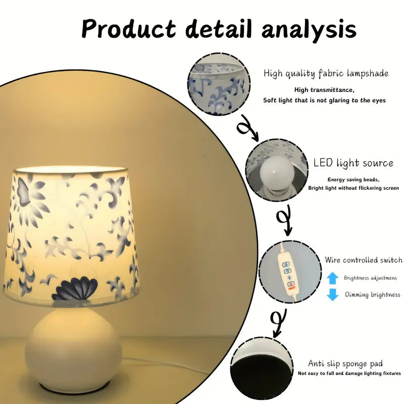 Floral blue and white table Lamp - Photo 4 | Pinky Promise
