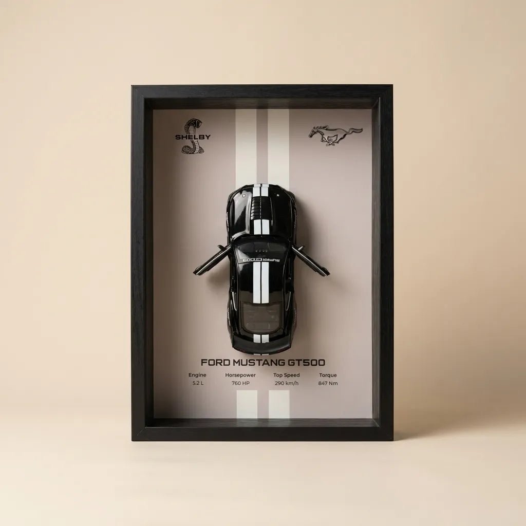 Ford Mustang Shelby GT500 3D Shadow Box Wall Art - Black - 32cm x 23cm - Pinky Promise