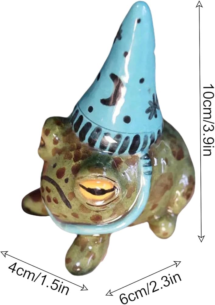 Grumpy Ceramic Frog with Wizard Hat Figurine - Photo 5 | Pinky Promise