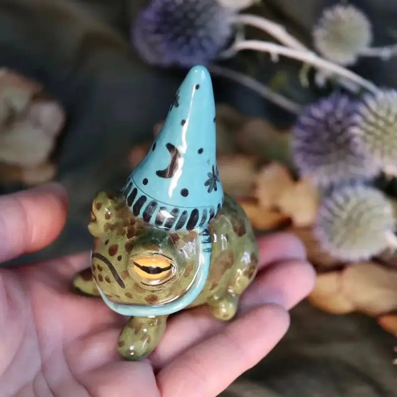 Grumpy Ceramic Frog with Wizard Hat Figurine - Photo 6 | Pinky Promise