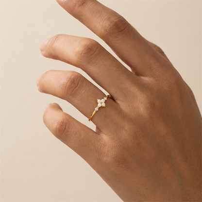 Pearl Flower Cluster Ring - Gold Plated 925 Sterling Silver