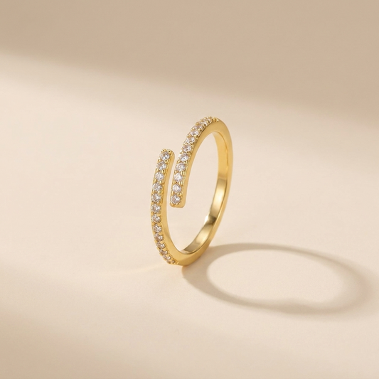 Pavé wraparound Open Ring - Gold Plated 925 Sterling Silver