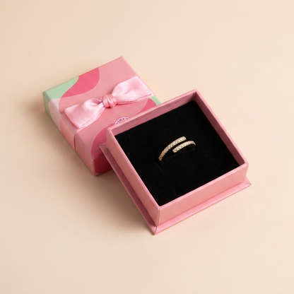 Pavé Bypass Open Ring - Gold Plated 925 Sterling Silver