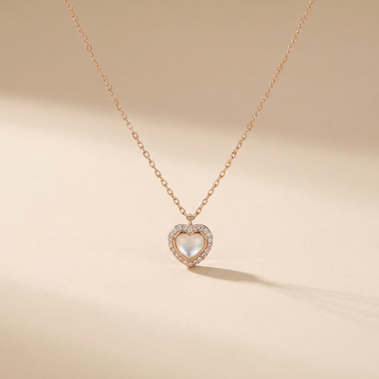 Pearl Heart Halo Necklace - Gold Plated 925 Sterling Silver