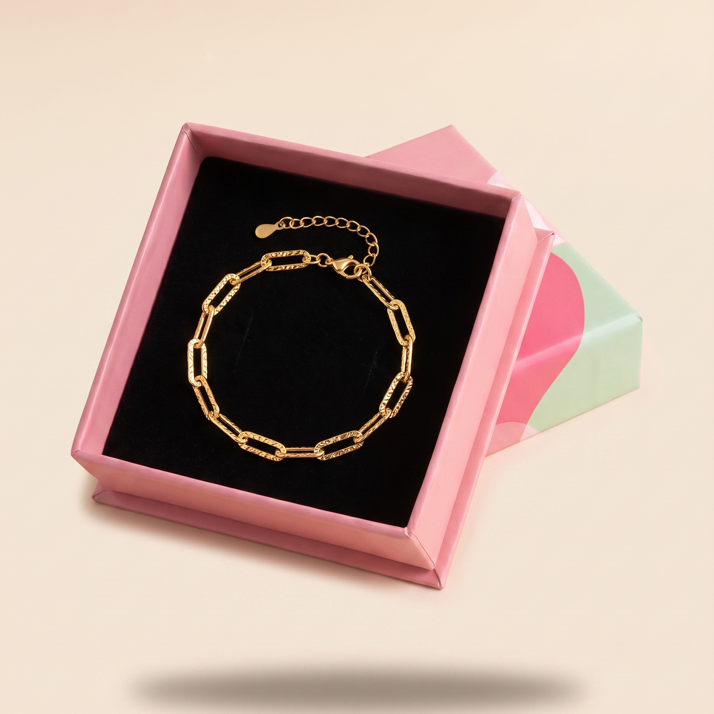Hammered Paperclip Chain Bracelet - Gold Plated 925 Sterling Silver