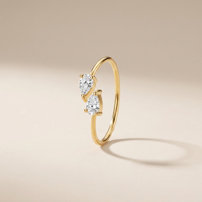 Double Pear Open Ring - Gold Plated 925 Sterling Silver
