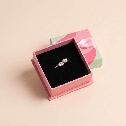 Double Pear Open Ring - Gold Plated 925 Sterling Silver