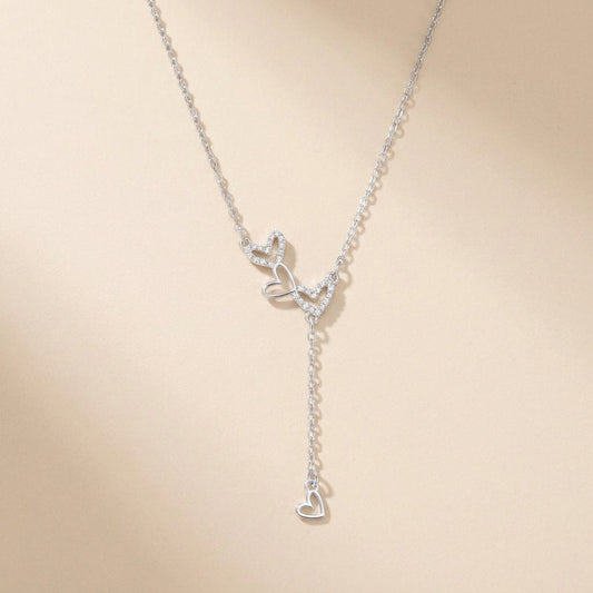 Buy Interlocking Heart Lariat Necklace - 925 Sterling Silver at Pinky Promise