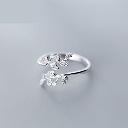 Leaf Branch Open Ring - 925 Sterling Silver - Photo 5 | Pinky Promise