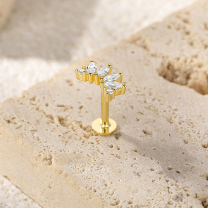 Marquise Fan Flat Back Stud Earring (Single) - Gold Plated 925 Sterling Silver - Photo 6 | Pinky Promise