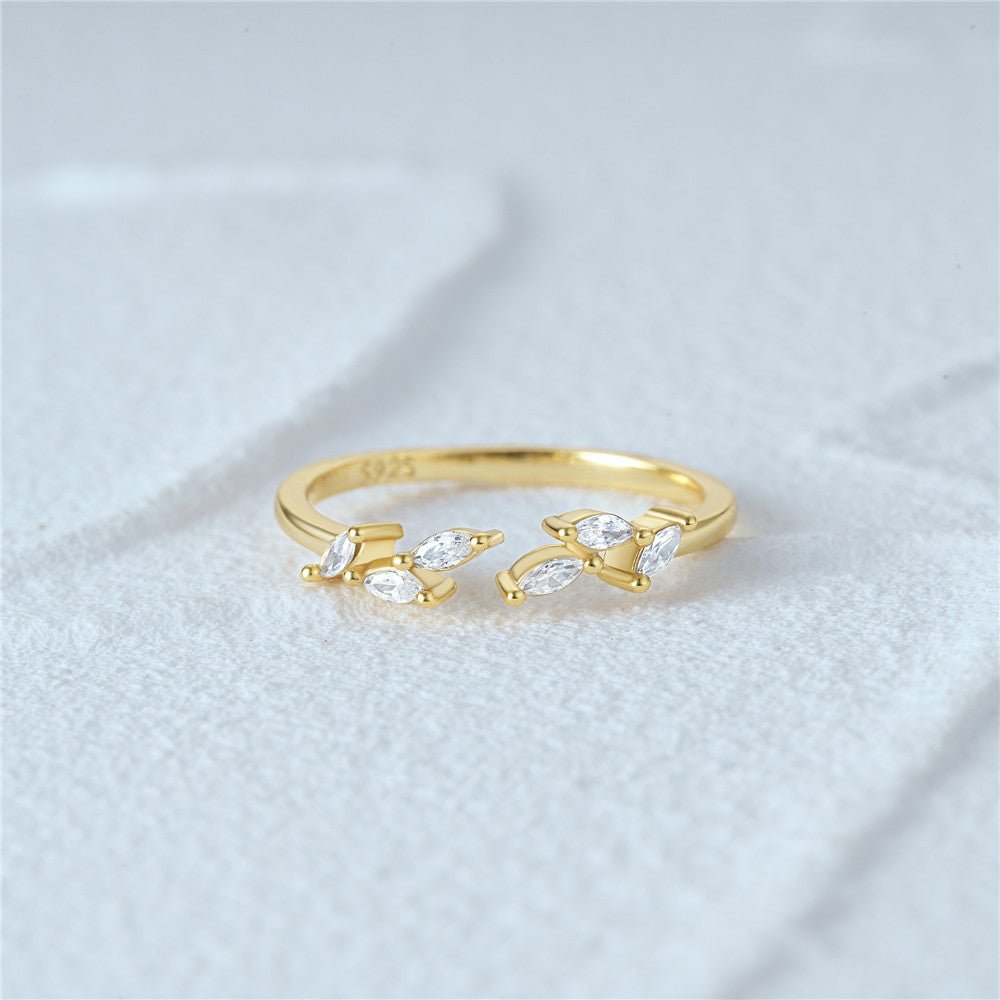Marquise Leaf Open Ring – 925 Sterling Silver, Gold Plated - Photo 9 | Pinky Promise