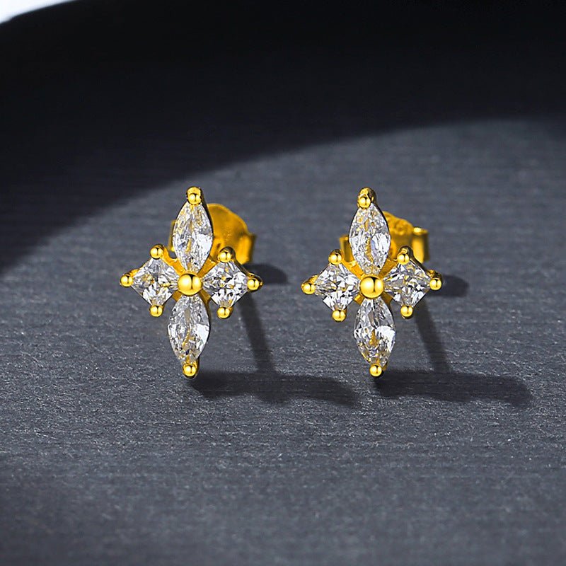 Marquise Star Flower Stud Earrings - Gold Plated 925 Sterling Silver - Photo 7 | Pinky Promise