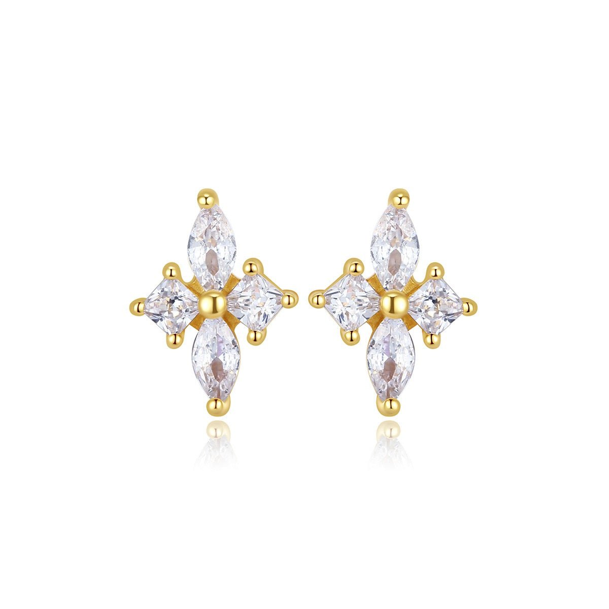 Marquise Star Flower Stud Earrings - Gold Plated 925 Sterling Silver - Photo 4 | Pinky Promise