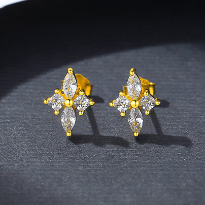 Marquise Star Flower Stud Earrings - Gold Plated 925 Sterling Silver - Photo 7 | Pinky Promise