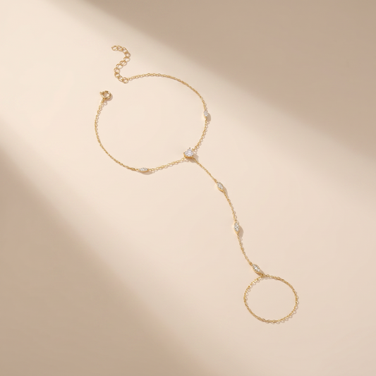 Buy Marquise Station Hand Chain Bracelet - Gold Plated 925 Sterling Silver at Pinky Promise