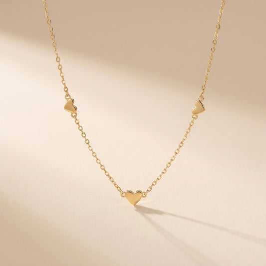 Buy Mini Heart Station Necklace – 925 Sterling Silver, Gold Plated at Pinky Promise
