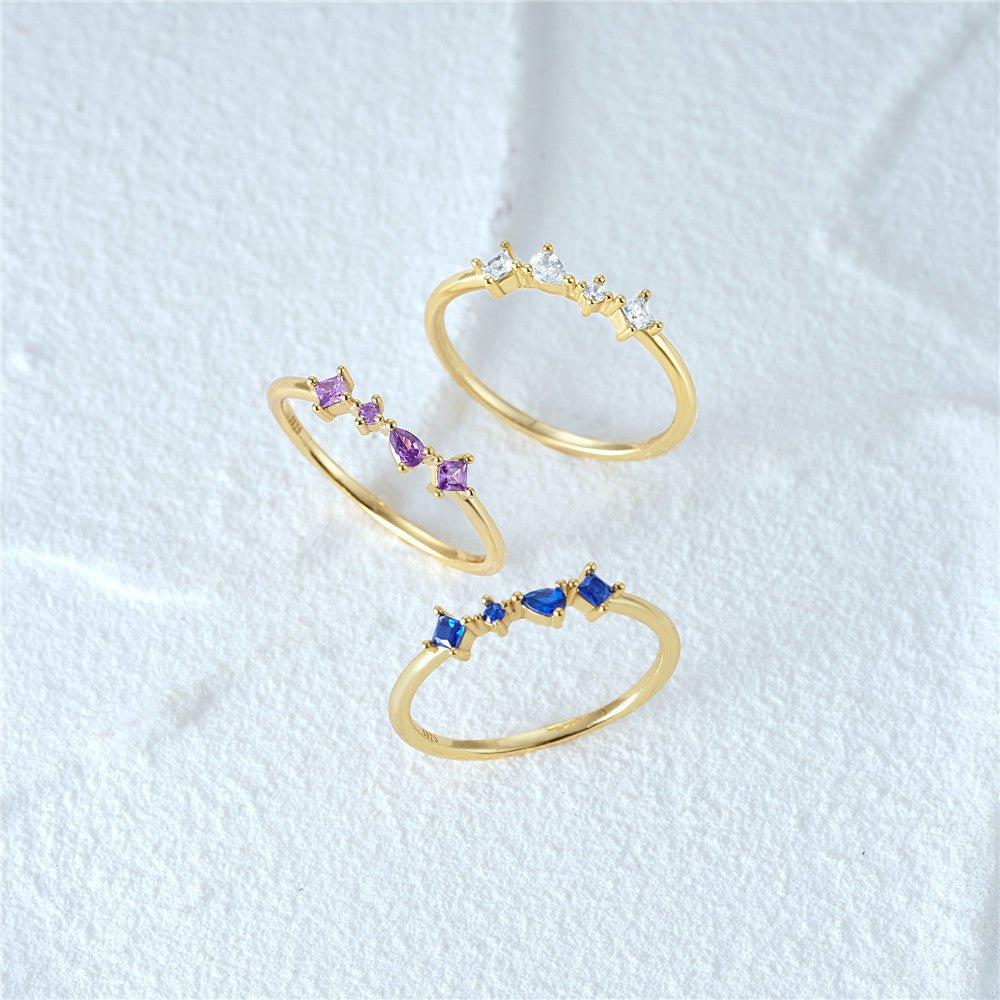 Mixed Gemstone Cluster Ring – 925 Sterling Silver, Gold Plated - Photo 4 | Pinky Promise