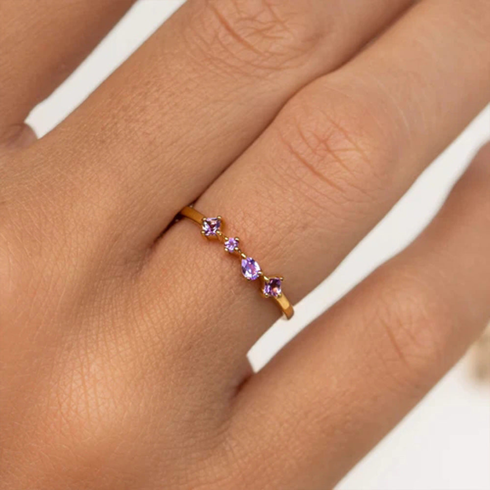Mixed Gemstone Cluster Ring – 925 Sterling Silver, Gold Plated - Photo 14 | Pinky Promise