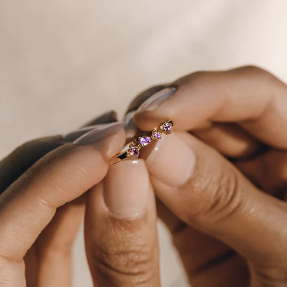 Mixed Gemstone Cluster Ring – 925 Sterling Silver, Gold Plated - Photo 16 | Pinky Promise