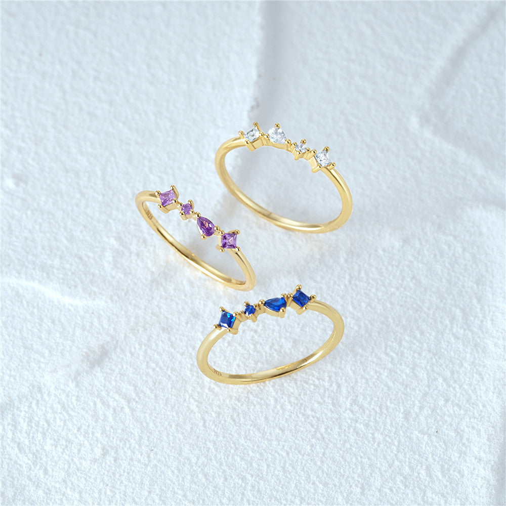 Mixed Gemstone Cluster Ring – 925 Sterling Silver, Gold Plated - Photo 4 | Pinky Promise
