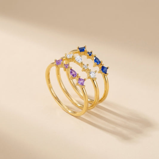 Buy Mixed Gemstone Cluster Ring – 925 Sterling Silver, Gold Plated at Pinky Promise