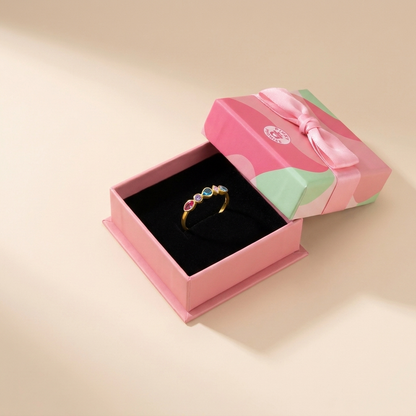 Multicolor Mixed-Cut Bezel Ring - Gold Plated 925 Sterling Silver | Pinky Promise