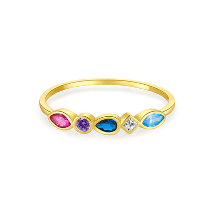 Multicolor Mixed-Cut Bezel Ring - Gold Plated 925 Sterling Silver - Photo 5 | Pinky Promise