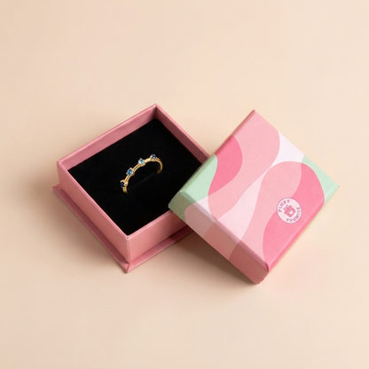 Ombré Blue Stone Ring – 925 Sterling Silver, Gold Plated - Close Up | Pinky Promise
