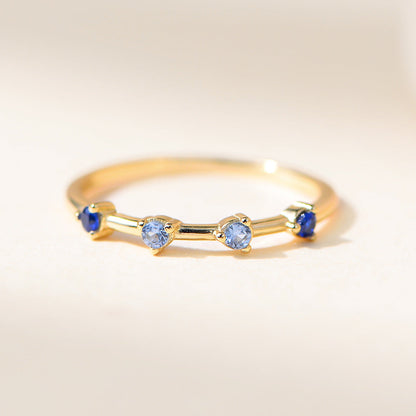 Ombré Blue Stone Ring – 925 Sterling Silver, Gold Plated - Photo 5 | Pinky Promise